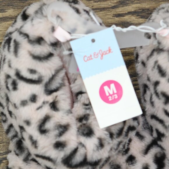 Cat & Jack Kids Girls Kelsi Monster Foot Character Slippers Animal Print Brown M - Picture 6 of 10